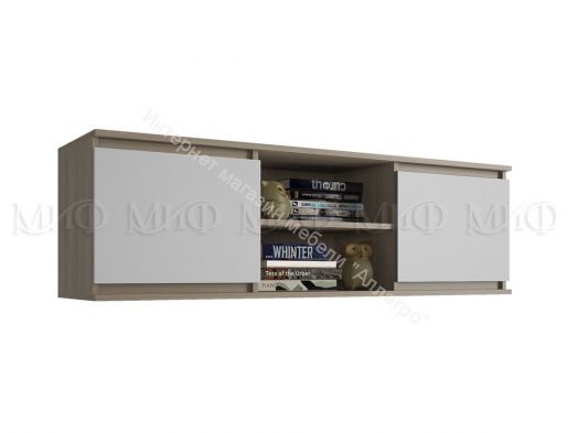 Полка открытая (Антресоль) Челси Белый глянец холодный, Дуб Сонома