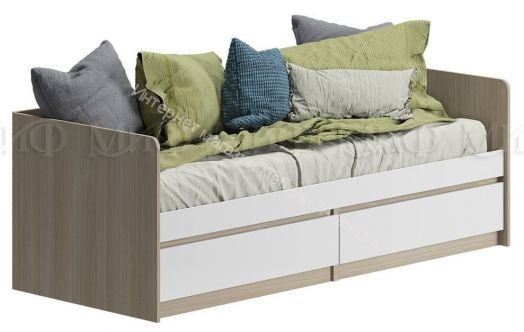 Кровать Челси 800х2000 мм Белый глянец холодный, Дуб Сонома