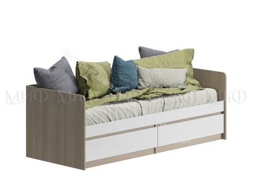 Кровать Челси 800х2000 мм Белый глянец холодный, Дуб Сонома