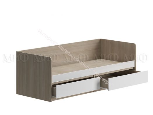 Кровать Челси 800х2000 мм Белый глянец холодный, Дуб Сонома