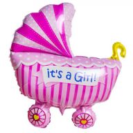 Шар фигура (35''/89 см) Коляска для девочки, Розовый