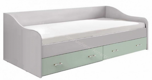 Кровать Вега Алфавит 900х2000 мм  Мята, Белый