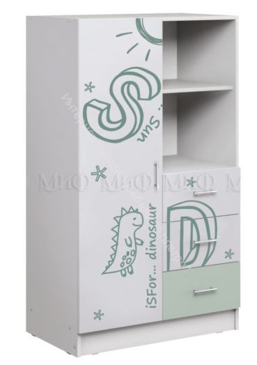 Шкаф комбинированный Вега Алфавит Мята, Белый