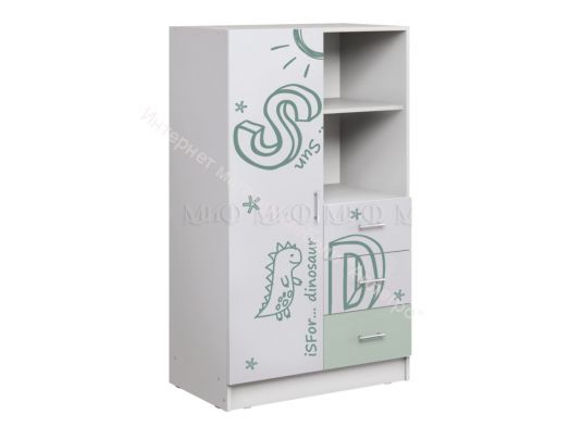 Шкаф комбинированный Вега Алфавит Мята, Белый