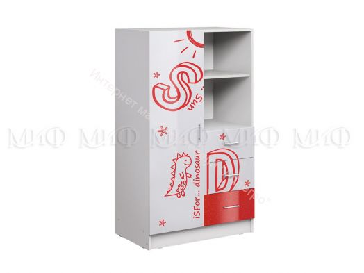 Шкаф комбинированный Вега Алфавит Красный, Белый