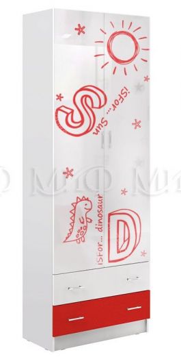 Шкаф Вега Алфавит Красный, Белый