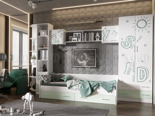 Детская Вега Алфавит Мята, Белый