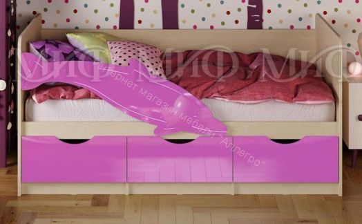 Кровать "Дельфин-1" 1,8*0,8 м Сиреневый металлик, Дуб беленый