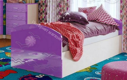 Кровать "Юниор-2" 2,0*0,8 м Фиолетовый металлик, Дуб беленый