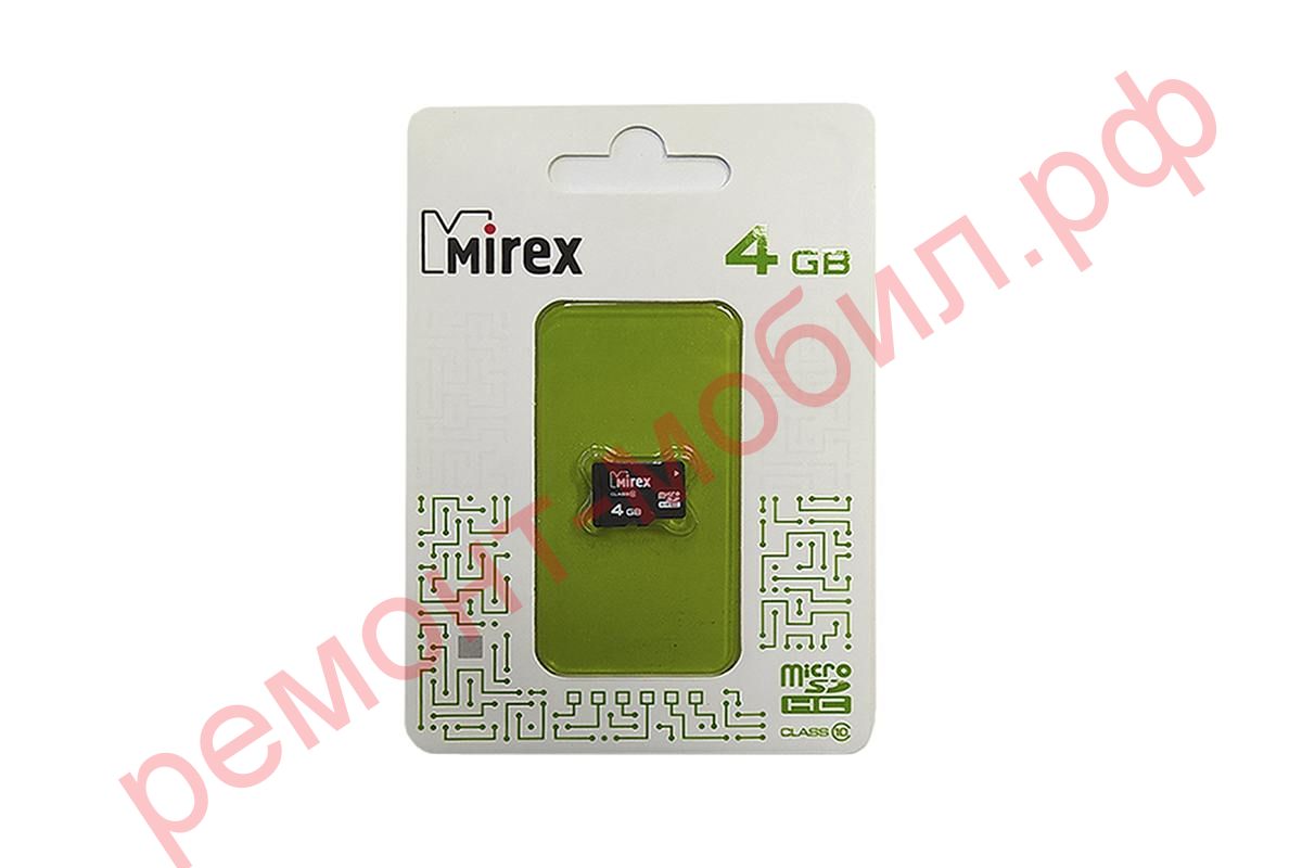 Карта памяти MicroSDHC Mirex 4 GB ( 10 class ) без адаптера