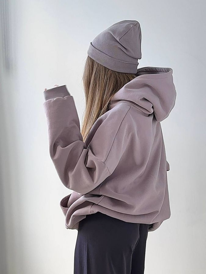 Худи оверсайз с начесом туман