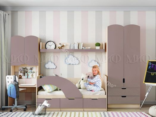 Шкаф "Юниор-3" Шарли Пинк, Дуб Беленый