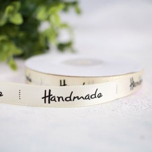 Лента атласная для творчества 10 мм. Handmade, кремовая