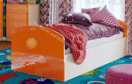 Модульная детская "Юниор-2" Оранжевый металлик, Дуб беленый