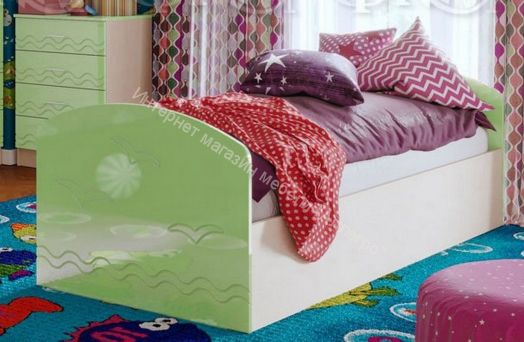 Модульная детская "Юниор-2" Салатовый металлик, Дуб беленый