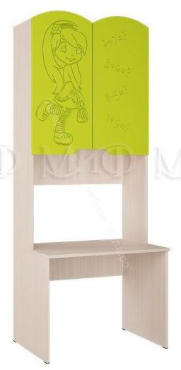 Стол с надстройкой "Юниор-3" Мульт Лайм металлик, Дуб Беленый