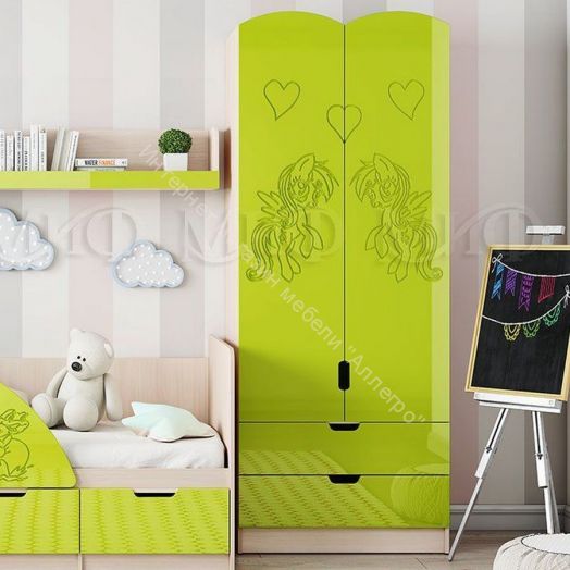 Детская "Юниор-3" Мульт Лайм металлик, Дуб Беленый