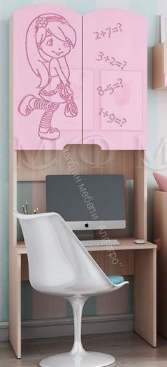 Шкаф "Юниор-3" Мульт Розовый металлик, Дуб Беленый