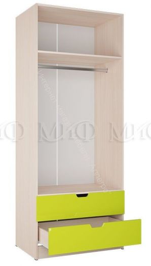 Шкаф "Юниор-3" Мульт Лайм металлик, Дуб Беленый
