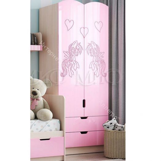 Детская "Юниор-3" Мульт Розовый металлик, Дуб Беленый