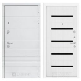 Дверь входная Лабиринт Трендо 01 Белое дерево, стекло черное