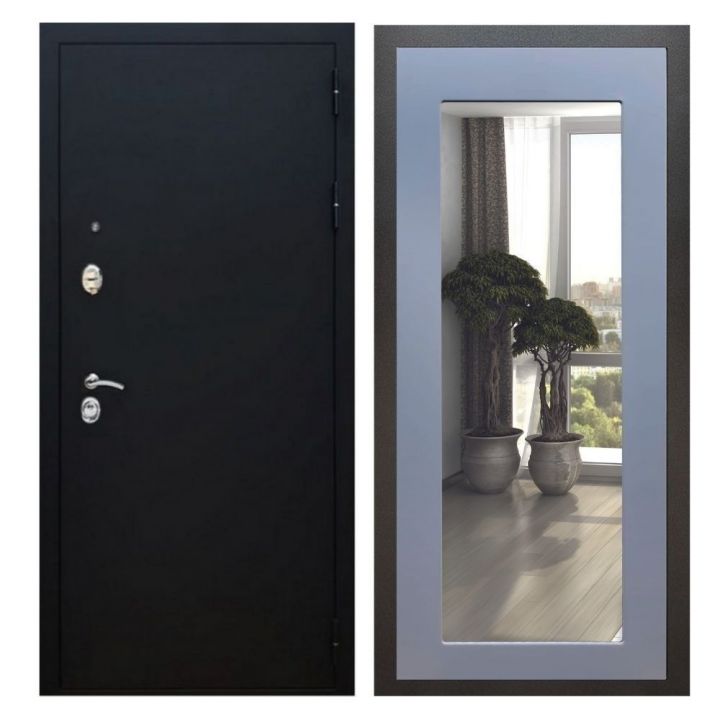 Дверь входная Great Doors X5 Черный муар Зеркало 18 Силк Титан
