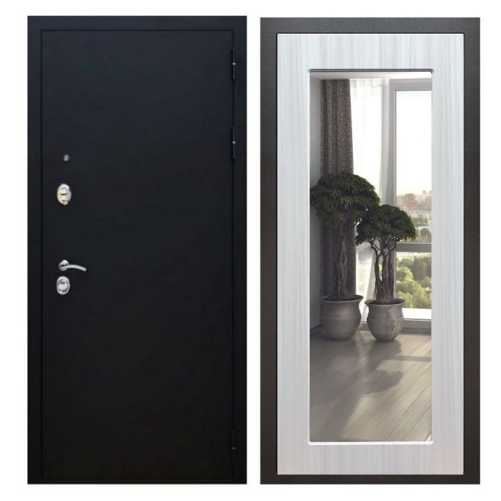 Дверь входная Great Doors X5 Черный муар Зеркало 18 Сандал Светлый