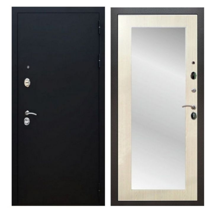 Дверь входная Great Doors X5 Черный муар Зеркало 18 Лиственница беж
