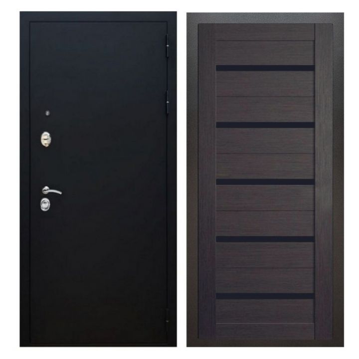 Дверь входная металлическая Great Doors X5 Черный муар Царга СБ-14 Венге Темный Лакобель