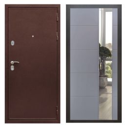 Дверь входная Great Doors Х5 Антик Медь Зеркало ЛФЛС-19 Софт Грей