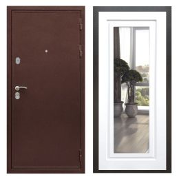 Дверь входная Great Doors Х5 Антик Медь Зеркало Мини ФЛЗ-120 Белый Софт