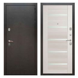 Дверь входная Great Doors Х5 Серебро Антик  Царга СБ-14 Лиственница беж Белый Лакобель