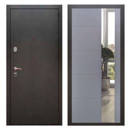 Дверь входная Great Doors Х5 Серебро Антик  Зеркало ЛФЛС-19 Софт Грей