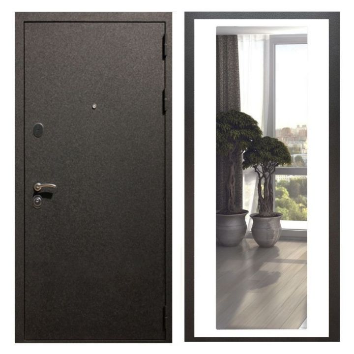 Дверь входная Great Doors X5 Черный крокодил Зеркало XL Белый Софт