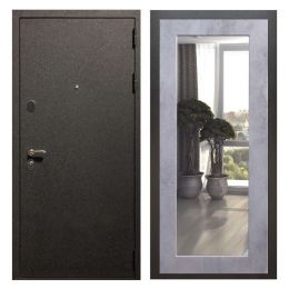 Дверь входная Great Doors X5 Черный крокодил Зеркало 18 Бетон Светлый