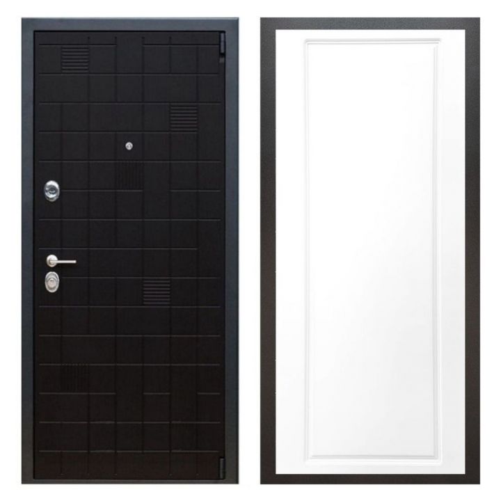 Дверь входная металлическая Great Doors Х12 Тетрис Ясень Черный ФЛ-119 Белый Софт