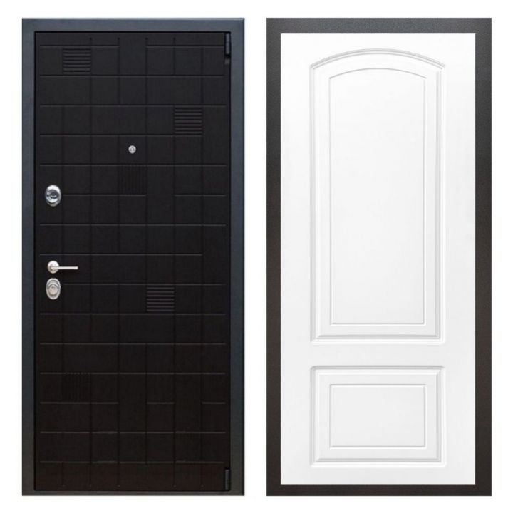 Дверь входная металлическая Great Doors Х12 Тетрис Ясень Черный ФЛ-138 Белый Софт