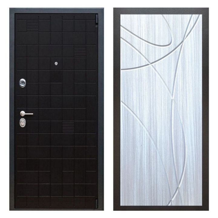 Дверь входная металлическая Great Doors Х12 Тетрис Ясень Черный ФЛ-247 Сандал Светлый