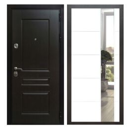 Дверь входная Great Doors Х Премиум Венге Зеркало ЛФЛС-19 Белый Софт