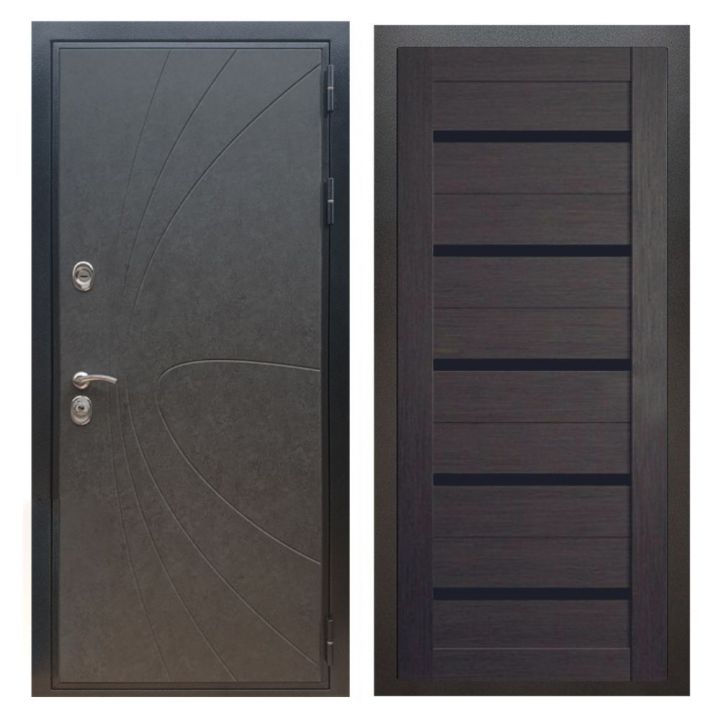 Дверь входная Great Doors X248 Штукатурка Графит Царга СБ-14 Венге Темный Лакобель