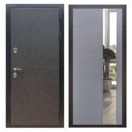 Дверь входная Great Doors X248 Штукатурка Графит Зеркало ЛФЛС-19 Софт Грей