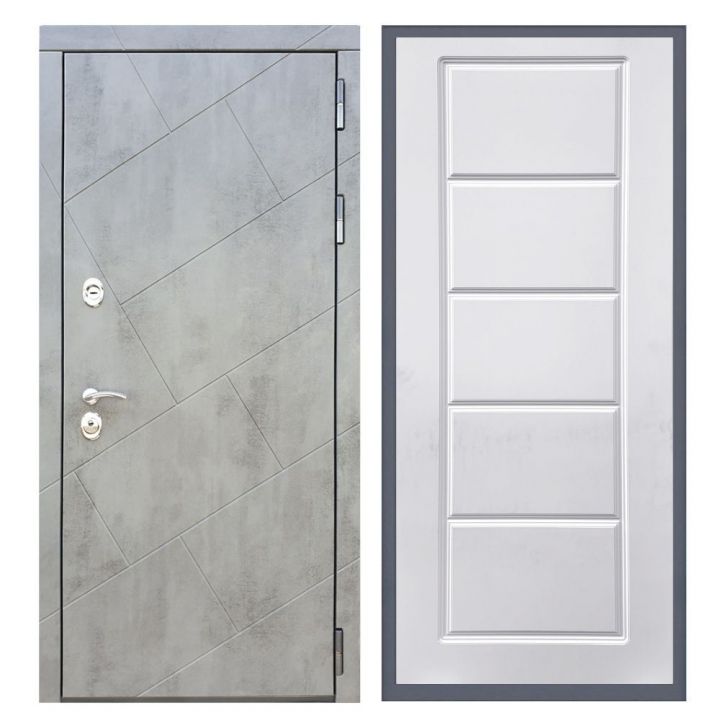 Дверь входная Great Doors Х22 Бетон Темный ФЛ-39 Белый Софт