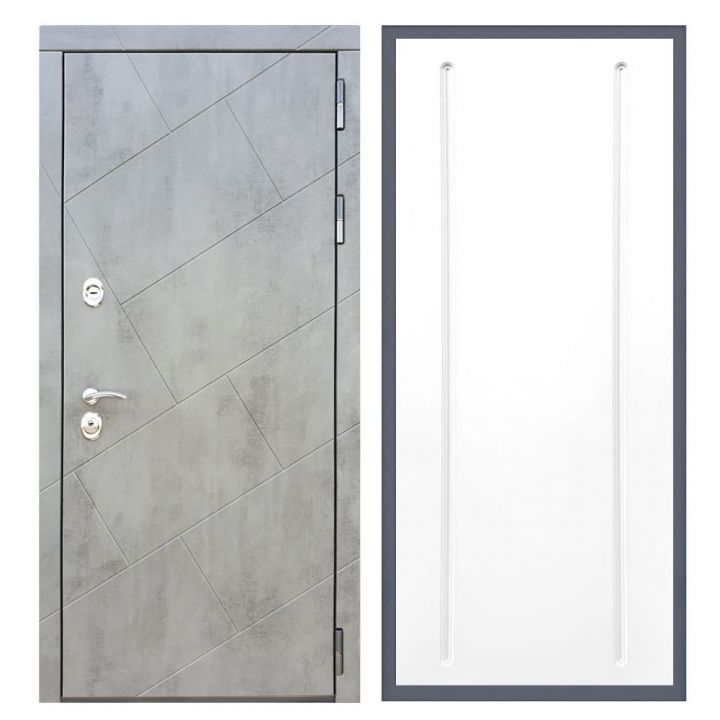 Дверь входная Great Doors Х22 Бетон Темный ФЛ-68 Белый Софт