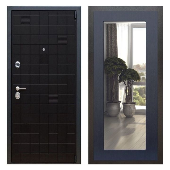 Дверь входная Great Doors Х12 Тетрис Ясень Черный Зеркало 18 Венге