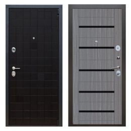 Дверь входная металлическая Great Doors Х12 Тетрис Ясень Черный Царга СБ-14 Лиственница Серая Темный Лакобель