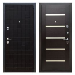 Дверь входная металлическая Great Doors Х12 Тетрис Ясень Черный Царга СБ-14 Венге Белый Лакобель