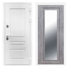 Дверь входная Great Doors Х Премиум Белая Шагрень Зеркало Мини ФЛЗ-120 Бетон Темный