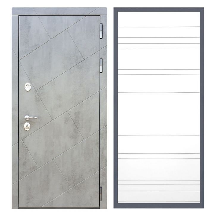 Дверь входная Great Doors Х22 Бетон Темный ФЛ-14 Белый Софт