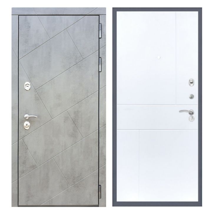 Дверь входная Great Doors Х22 Бетон Темный ФЛ-290 Белый Софт
