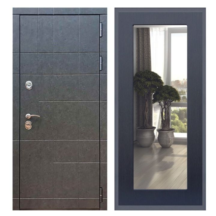 Дверь входная Great Doors Х21 Штукатурка Графит Зеркало 18 Венге